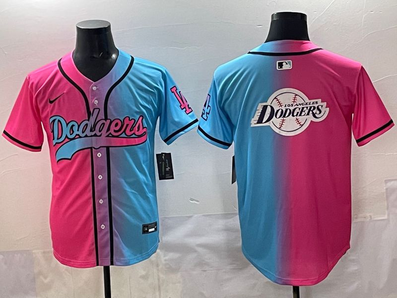 Men 2025 Los Angeles Dodgers Blank Blue pink Game Nike MLB Jersey style 0019